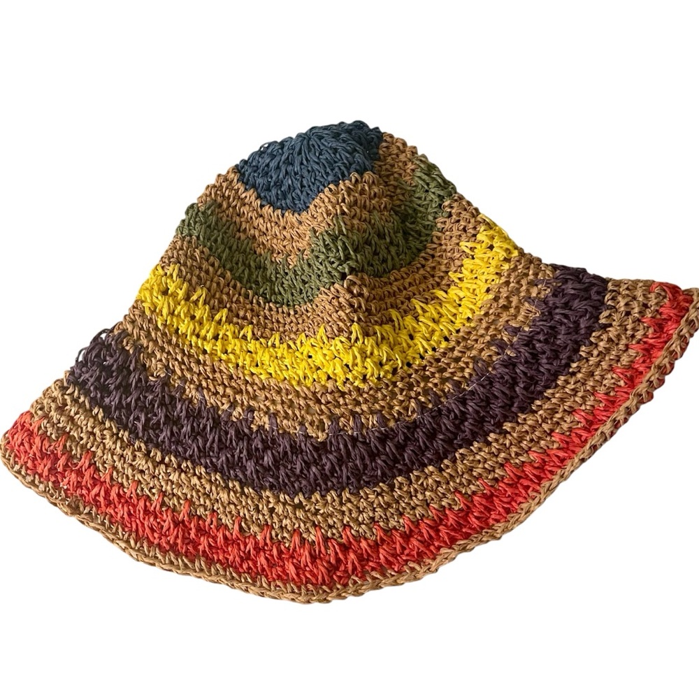 Beach, Cruise, Vacation multicolored hat packable looks like straw but is paper!